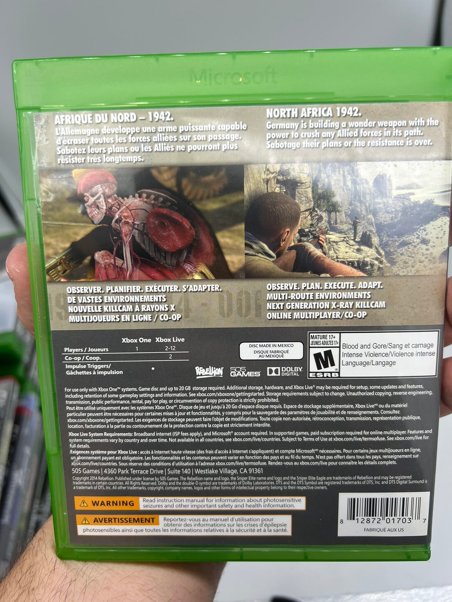 Sniper Elite 3 III Microsoft Xbox ONE