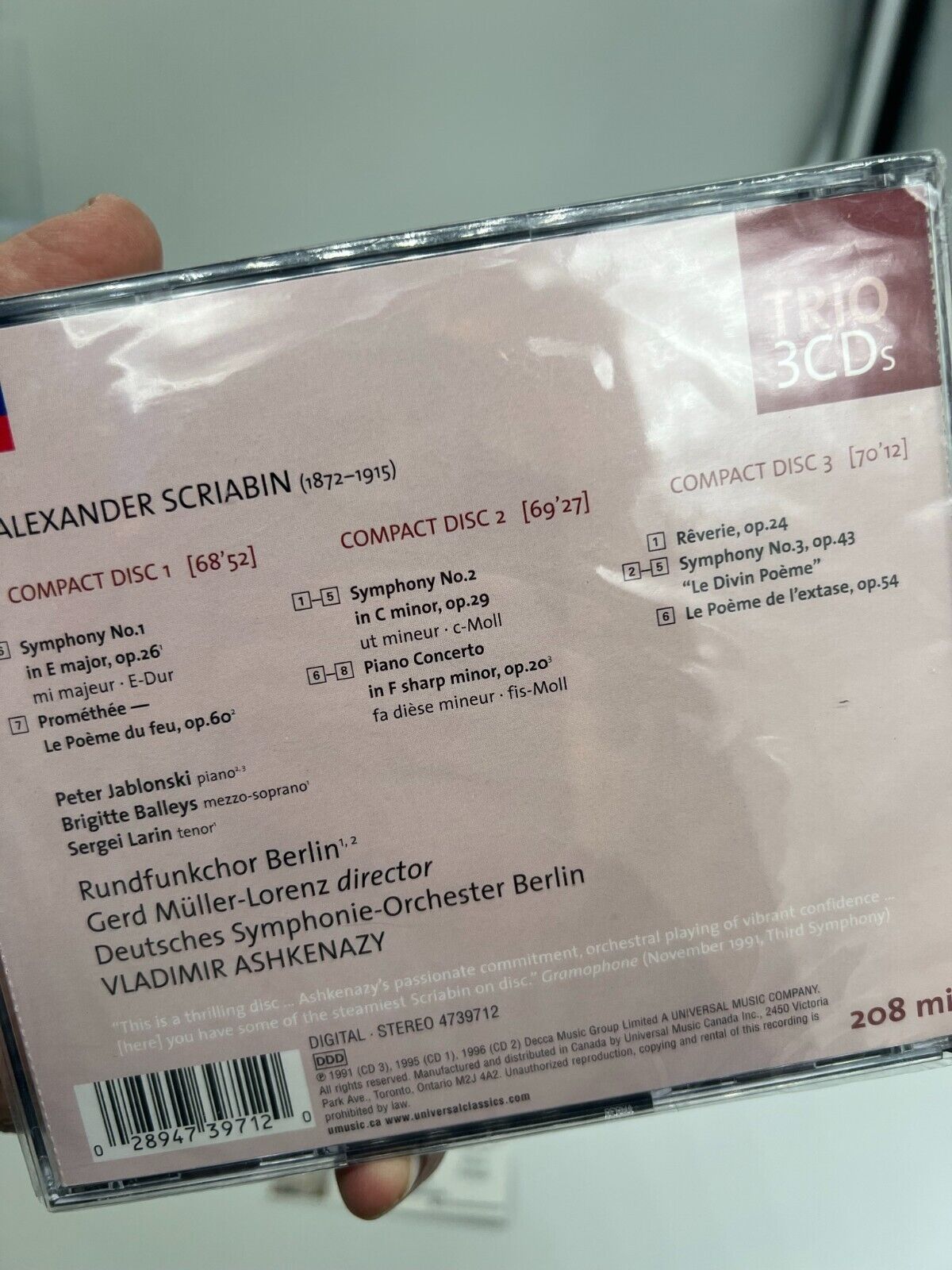 Sealed - Scriabin: Complete Symphonies 3CDs Jablonski - Ashkenazy