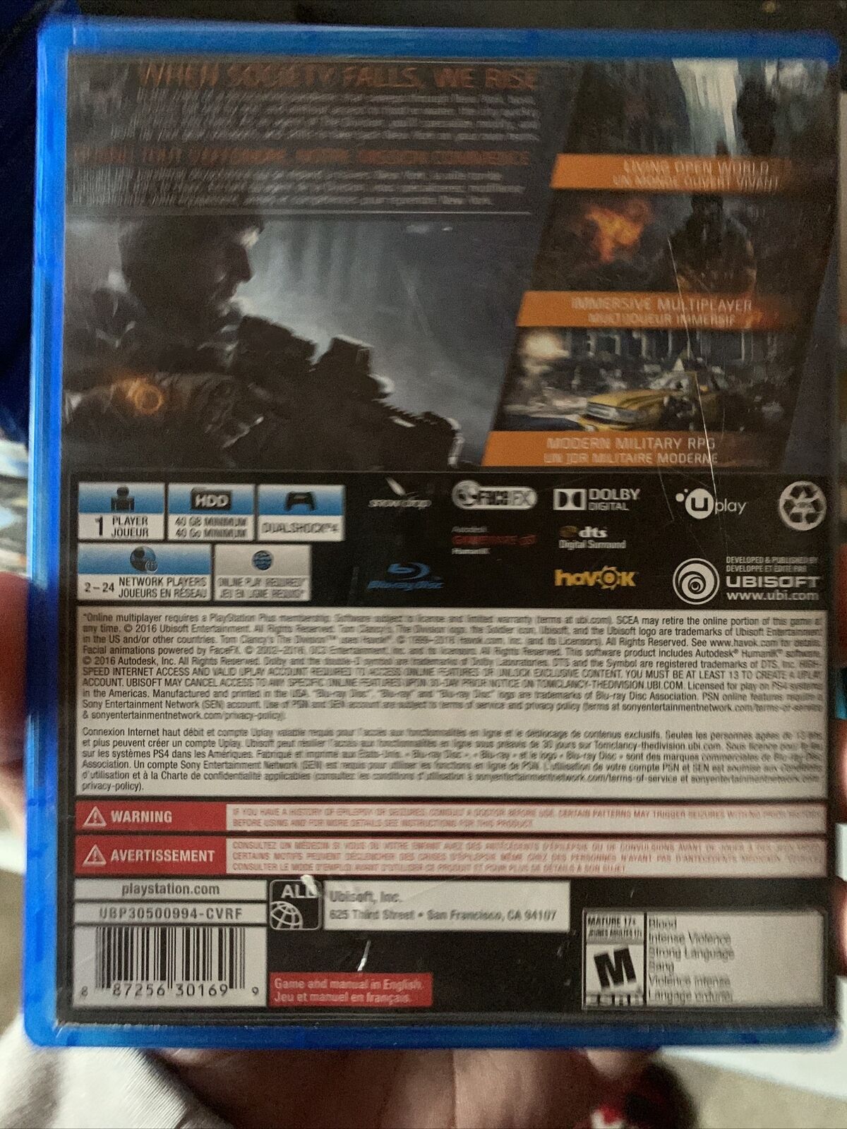 Tom Clancy's The Division (PlayStation 4, 2016) PS4