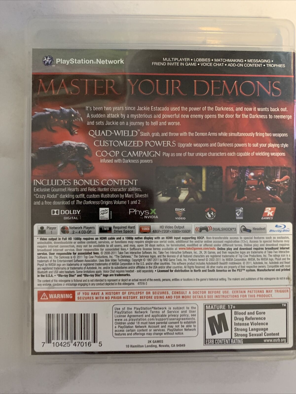 The Darkness II -- Limited Edition (Sony PlayStation 3, 2012)