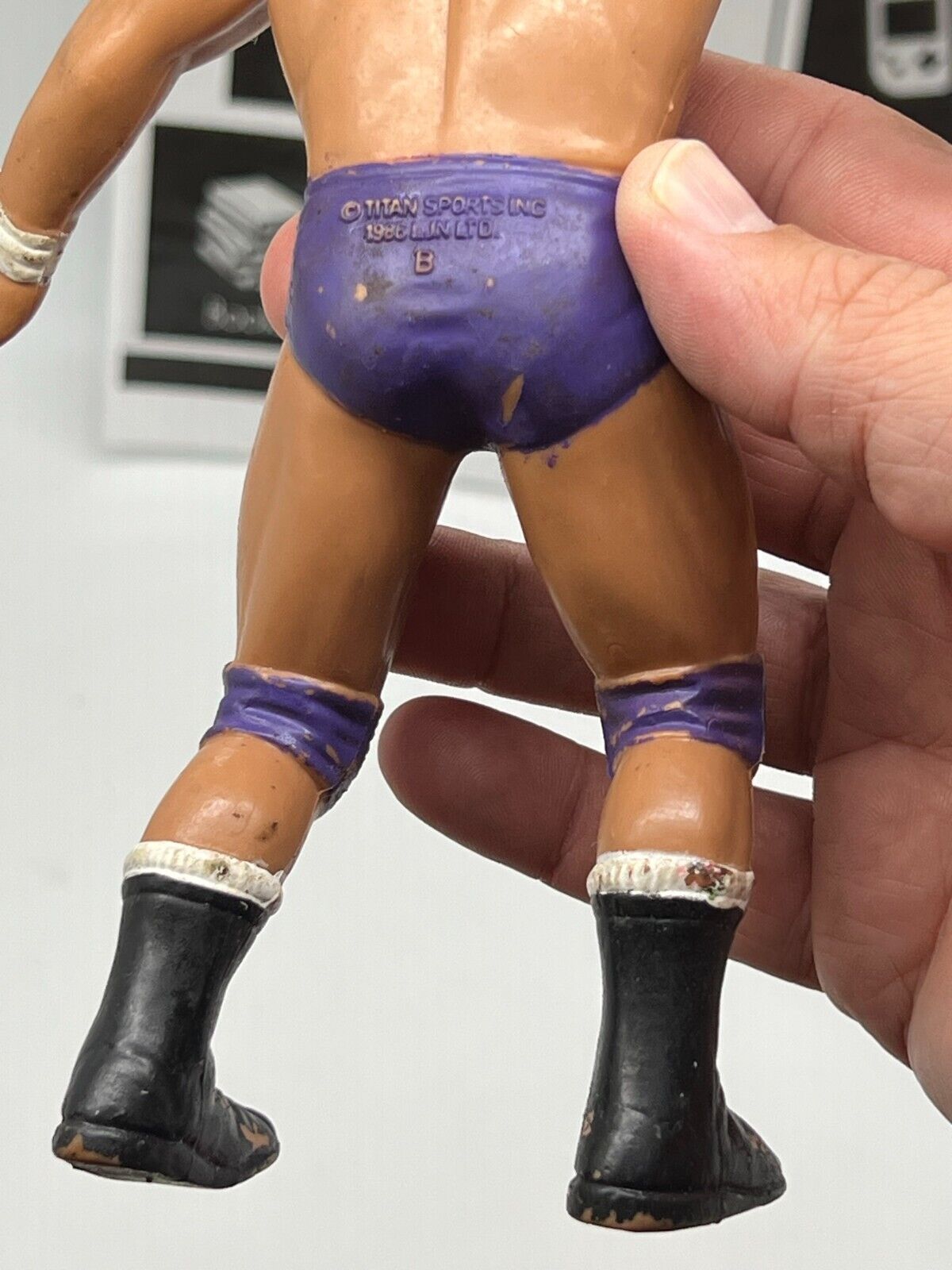 Vintage 1986 LJN WWF Wrestling Superstars Tito Santana Purple Shorts Figure